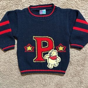 Vintage 90s Y2K Disney Winnie the Pooh Embroidered Sweater Blue Size 18 Months
